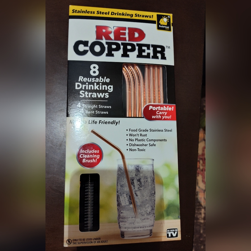 NEW! RED COPPER Reusable Straws (8ct.)